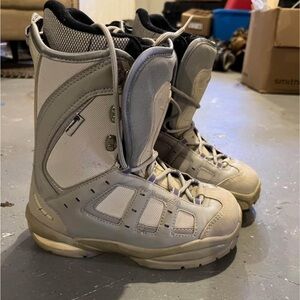 Gray and Cream Snowboard Boots